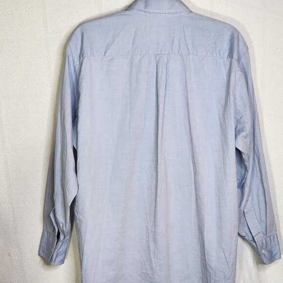 Chaps Ralph Lauren Blue Cotton Classic Vtg Button Up LS Oxford Shirt Sz 17 32/33 - Picture 13 of 16